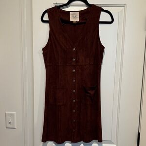 Maroon Sleeveless Button-Down Dress